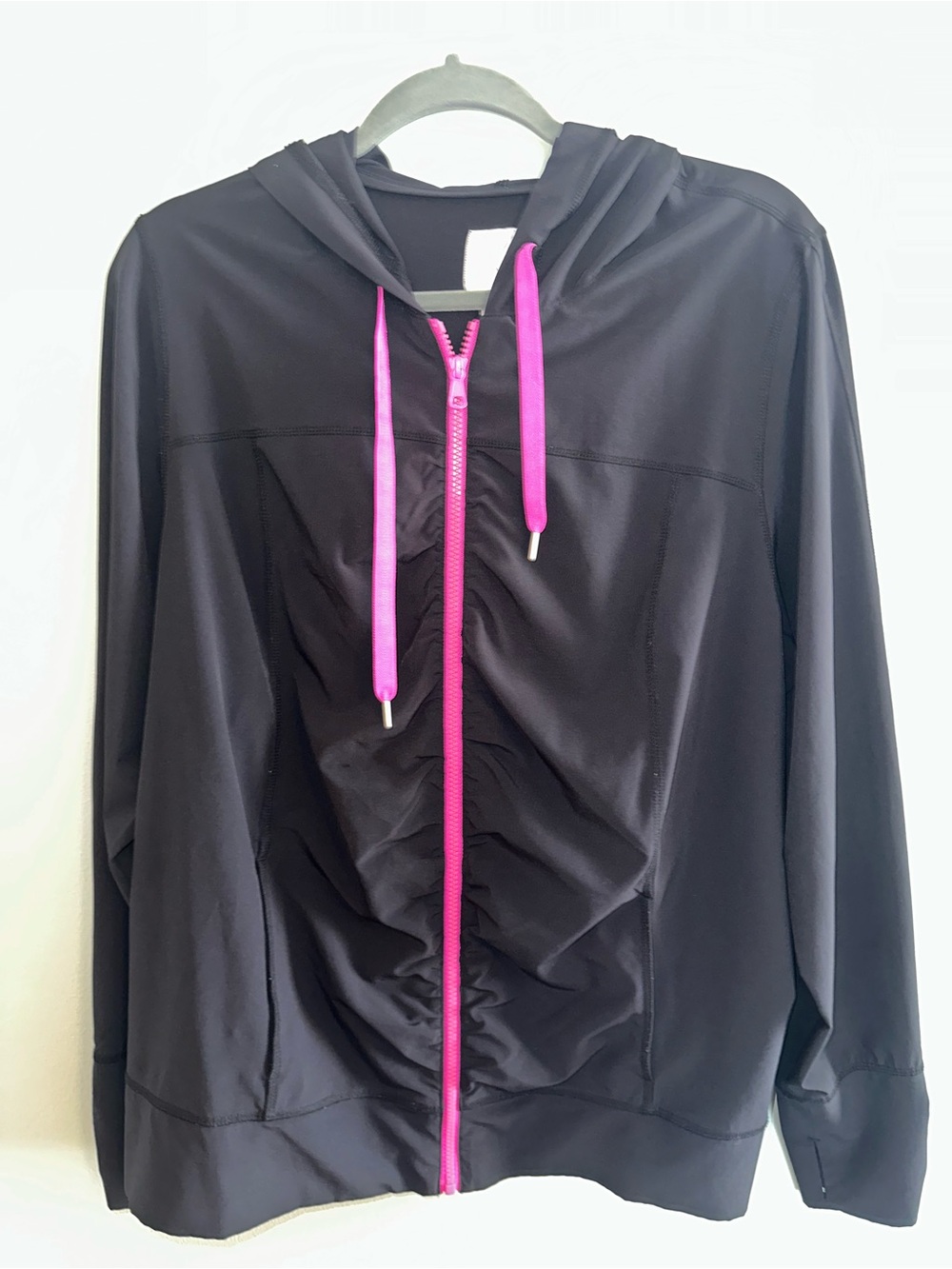 Livi Active Black Hoodie with Fuchsia Accents
